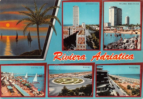 Cartolina Riviera Adriatica vedute varie località grafica1967 (Rimini)