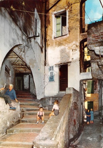 Cartolina Riviera Ligure angolo pittoresco animato 1968