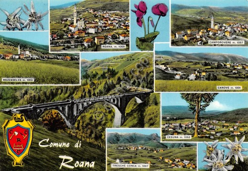 Cartolina Roana 10 vedute panorama ponte stelle alpine (Vicenza)