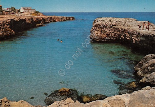 Cartolina Roca Li Posti insenatura baia animata