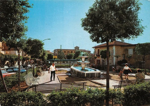 Cartolina Rocca Priora Giardini Pubblici animata Distibutore Eni 1980