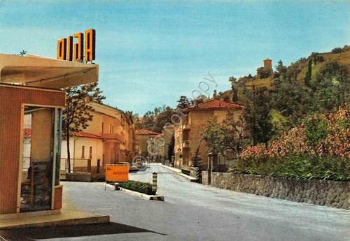 Cartolina Rocca San Casciano distributore Agip Via Corbari 1973