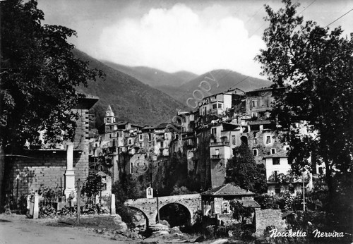 Cartolina Rocchetta Nervina panorama paese 1957 grinze