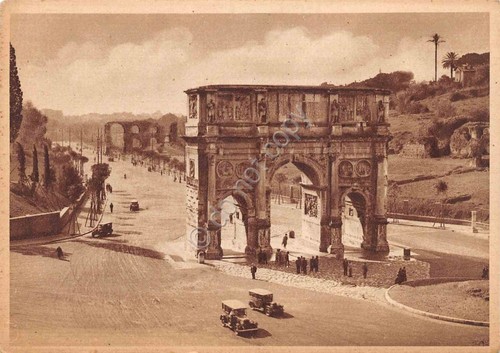 Cartolina Roma Arco di Costantino Via dei Trionfi auto d'epoca …
