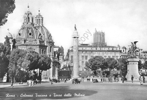 Cartolina Roma Colonna Traiana Torre delle Milizie ED SAF