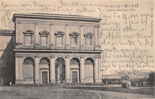 Cartolina Roma Esterno della Scala Santa 1909