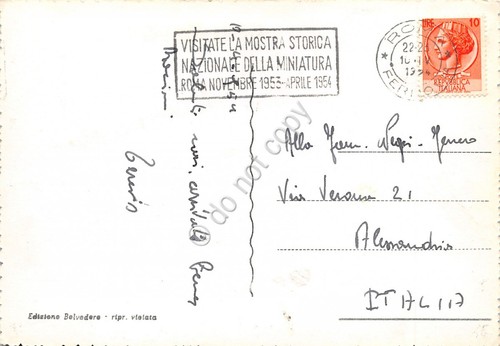 Cartolina Roma Fontana di Trevi timbro Mostra Miniatura 1953