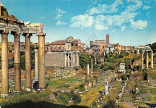 Cartolina Roma Foro Romano Timbro filatelico Lions Club Roma 1976