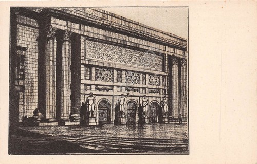 Cartolina Roma Illustrata Terme Pubbliche prospetto Architetto Limongelli