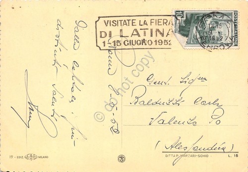 Cartolina Roma Lago Villa Borghese timbro a targhetta Fiera di …