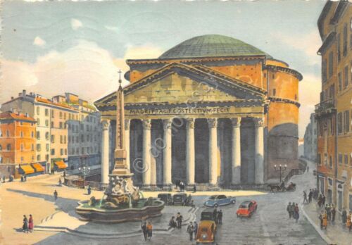 Cartolina Roma Pantheon Illustrata 1967