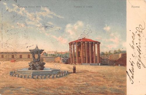 Cartolina Roma Piazza Bocca della Verità Tempio di Vesta illustrata …