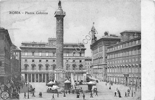 Cartolina Roma Piazza Colonna Animata anni '20 Alterocca