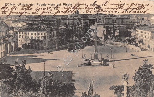 Cartolina Roma Piazza del Popolo dal Pincio 1911