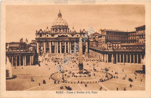 Cartolina Roma Piazza e Basilica S. Pietro animata carrozza anni …