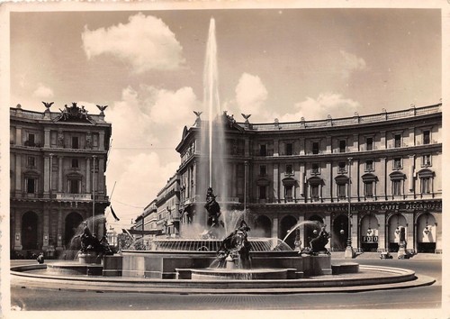 Cartolina Roma Piazza Esedra Timbro Lotteria Tripoli 1940
