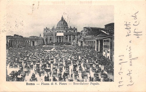Cartolina Roma Piazza San Pietro Benedizione Papale 1905