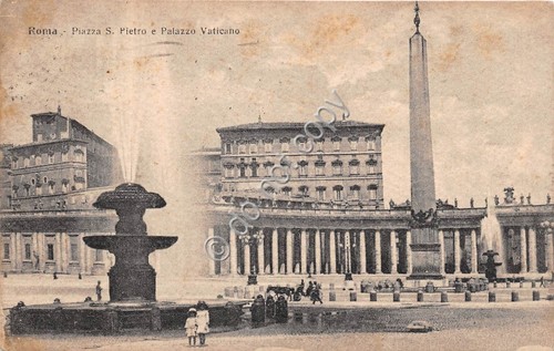 Cartolina Roma Piazza San Pietro e Palazzo Vaticano animata 1919