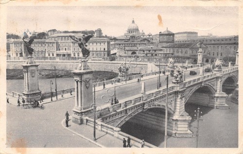 Cartolina Roma Ponte V.Emanuele II timbro a targhetta Profumo Orchidea …