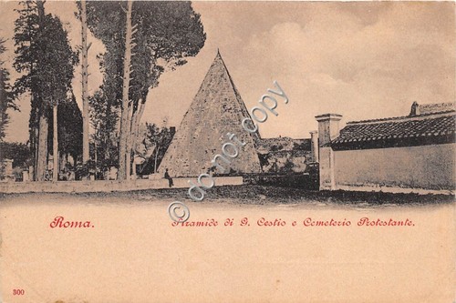 Cartolina Roma Pramidi di G.Cestio e Cimitero Protestante animata