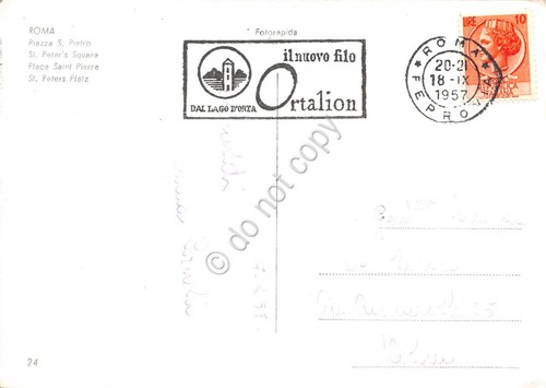 Cartolina Roma S. Pietro Timbro a targhetta nuovo filo Ortalion …