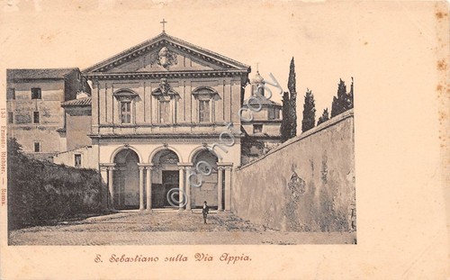 Cartolina Roma San Sebastiano sulla Via Appia Animata