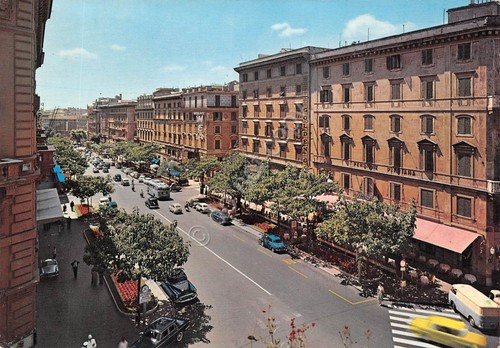 Cartolina Roma Via Vittorio Veneto dall'alto auto d'epoca 1979