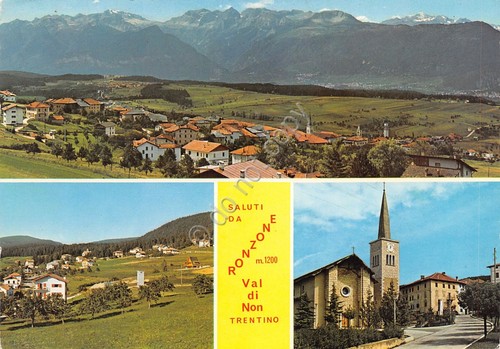 Cartolina Ronzone vedute varie paese panorama