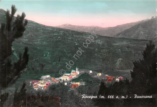 Cartolina Rovegno Panorama colorata 1956