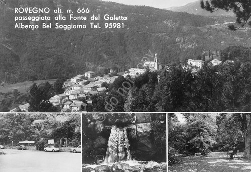 Cartolina Rovegno passeggiata alla fonte del Galetto Albergo Bel Soggiorno …