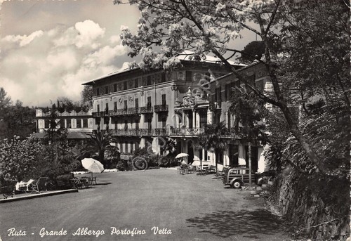 Cartolina Ruta Grande Albergo Portofino Vetta 1955