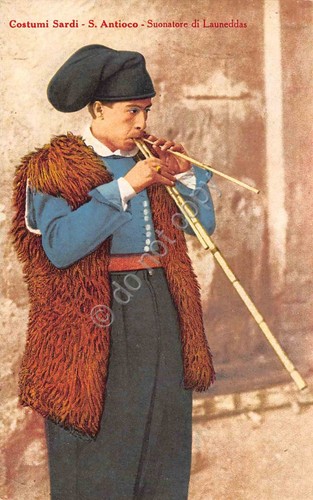 Cartolina S. Antioco Suonatore di Luneddas 1936