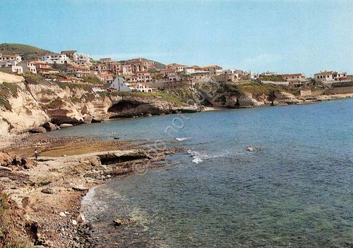 Cartolina S'Archittu Scogliere e spiaggia case Cuglieri