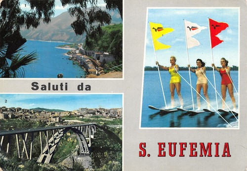 Cartolina S. Eufemia vedutine pin up sci d'acqua (Catanzaro)