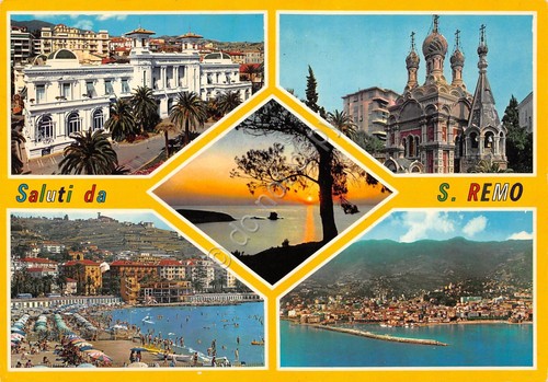 Cartolina S. Remo Vedute timbro a targhetta campionato postelegrafonici tennis