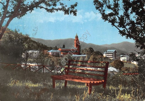 Cartolina S. Stefano d' Aveto panorama parziale con panchina 1964