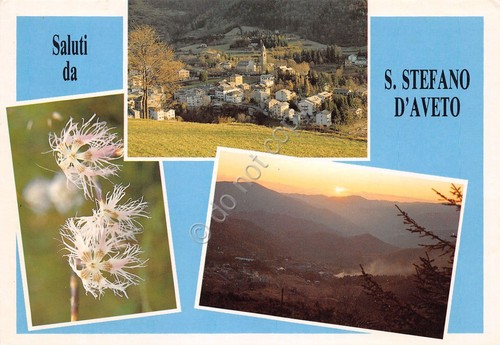 Cartolina S. Stefano d'Aveto vedute tramonto garofano di pennacchio panorama