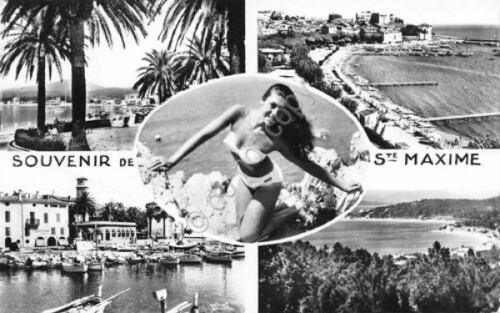 Cartolina S.te Maxime vedude Pin up Timbro targhetta 1963