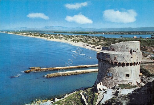Cartolina Sabaudia Torre Paola e lungomare anni '80