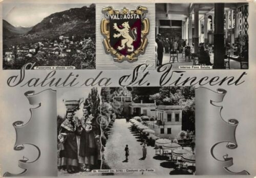 Cartolina Saint Vincent varie vedute 1955 grinza