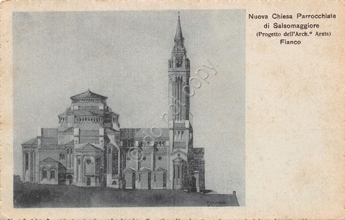 Cartolina Salsomaggiore Chiesa Parrocchiale Progetto Arch Arata illustrata