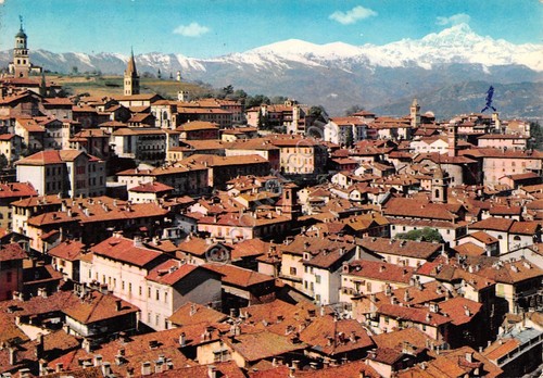 Cartolina Saluzzo Panorama timbro Avv Emilio Villa 1968