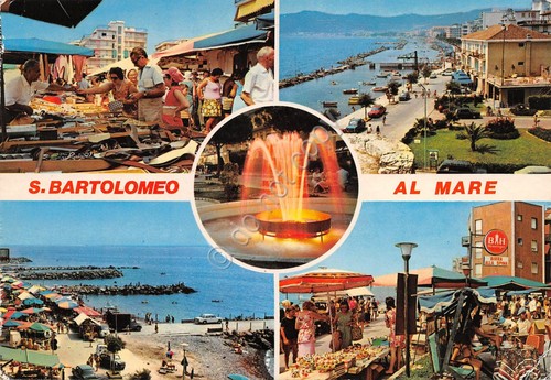 Cartolina San Bartolomeo al Mare vedute varie mercato spiaggia 1983