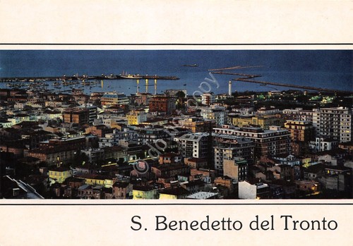 Cartolina San Benedetto del Tronto panorama cittadina notturno