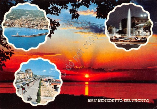 Cartolina San Benedetto del Tronto vedute varie e tramonto (Ascoli …