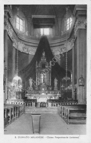 Cartolina San Donato Milanese Chiesa Prepositurale interno 1936