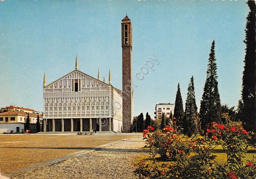 Cartolina San Donato Milanese Chiesa Santa Barbara anni '70