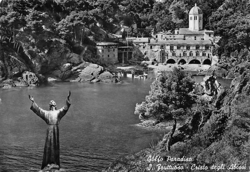 Cartolina San Fruttuoso Cristo degli Abissi e panorama spiaggia 1955 …