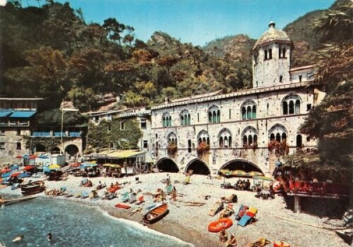 Cartolina San Fruttuoso di Camogli spiaggia 1978