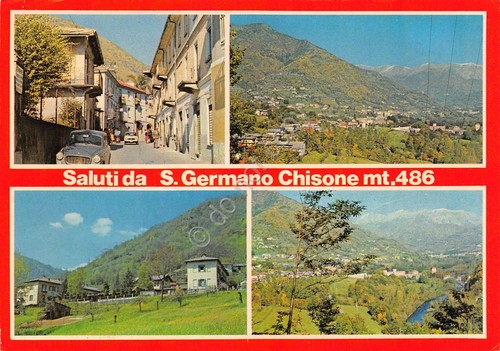 Cartolina San Germano Chisone vedute strada paese panorama 1984